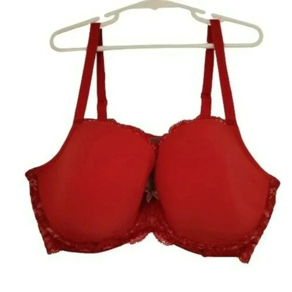Victoria's Secret Dream Angels Lined Demi Bra red Lace Underwire 36D VGUC - Picture 1 of 5